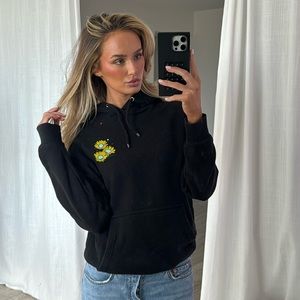 Mushroom flower print hoodie long sleeve black